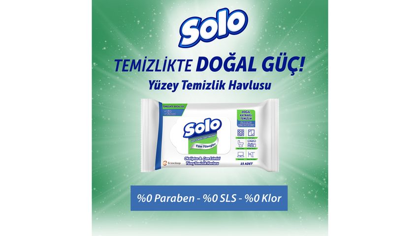 Solo Okaliptus & Çam Kokulu Travel Yüzey Temizlik Havlusu 15’li