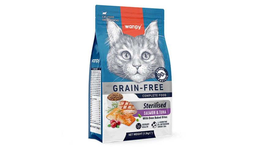 Wanpy Tahılsız Somon-Tuna Kısırlaştırılmış Kedi Maması 1,.5 kg