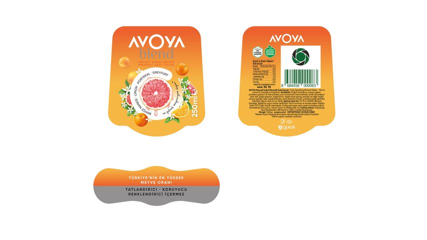 Avoya Blend Limon & Portakal & Greyfurt Aromalı Maden Suyu 250 ml