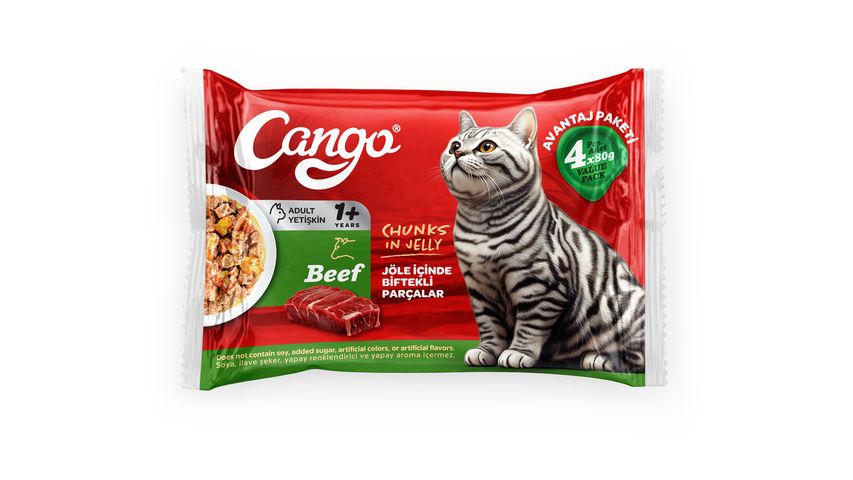 Cango Wet Adult Cat Food with Beef 4 x 80 g