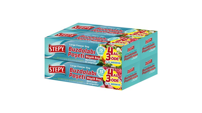Stepy Buzdolabı Poşeti Büyük Boy 4 Al 3 Öde