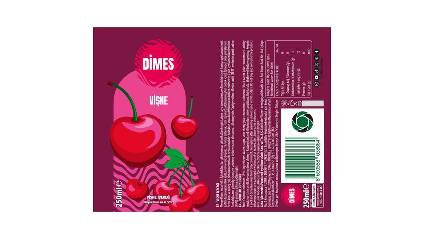 Dimes Vişne Aromalı Meyve Suyu 250 ml