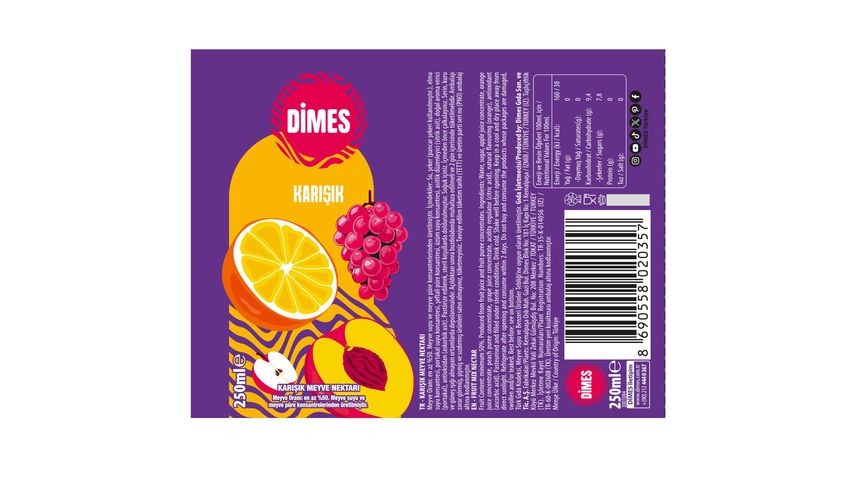 Dimes Go Karışık Meyve Suyu 250 ml