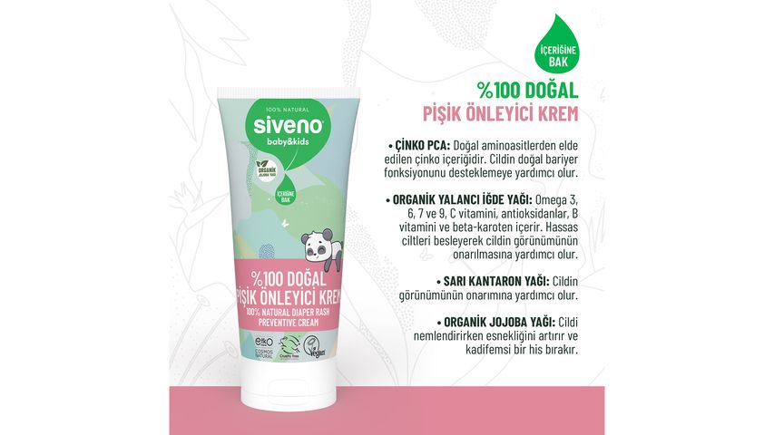 Siveno %100 Doğal Bebek Pişik Önleyici Jel Krem 50 ml