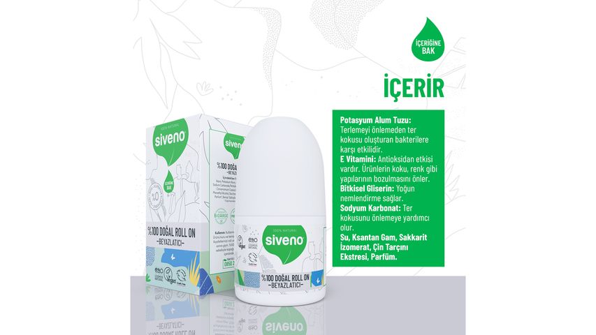 Siveno 100% Natural Whitening Roll-On Deodorant 50 ml