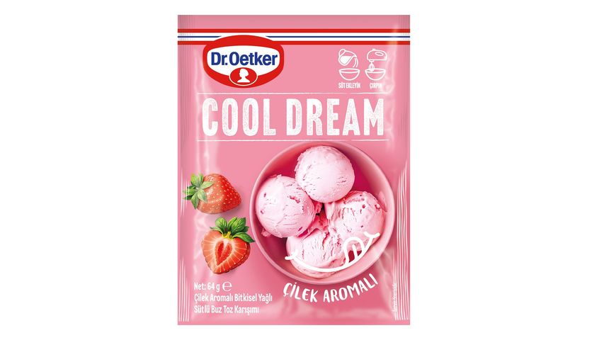 Dr. Oetker Cool Dream Çilek Aromalı Sütlü Buz Toz Karışımı 64 g