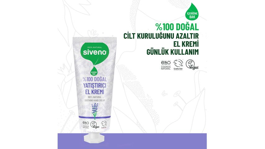Siveno 100% Natural Soothing Hand Cream with Lavender Oil 30 ml