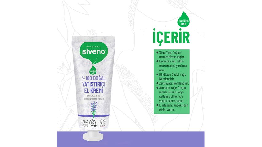 Siveno 100% Natural Soothing Hand Cream with Lavender Oil 30 ml