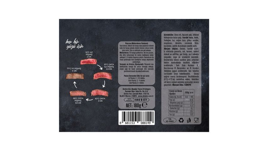 Akşeker Dana Ege Usulü Marineli Biftek 180 g