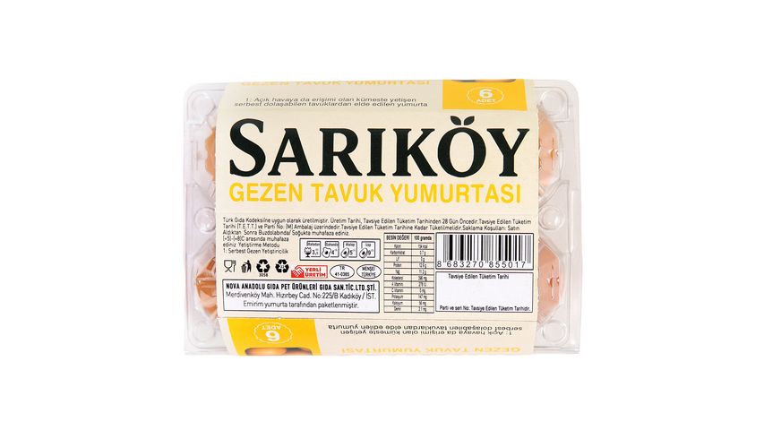 Bizimsarikoy Free-Range Chicken Eggs 53-62 g 6 pcs