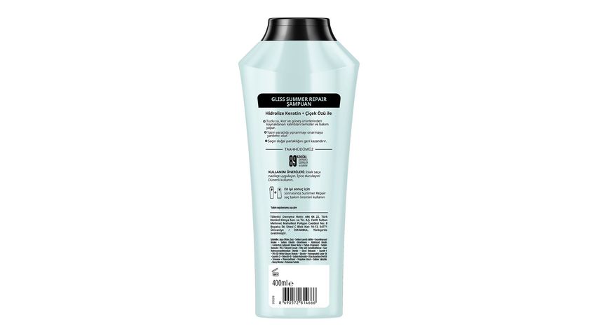 Gliss Summer Repair Onarıcı Şampuan Çok Yıpranmış Kuru Saçlar İçin 400 ml