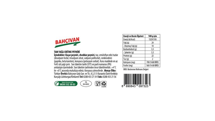 Bahçıvan Cheddarlı Rende Peynir 200 g