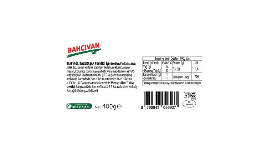 Bahçıvan 400 g Kashar Cheese