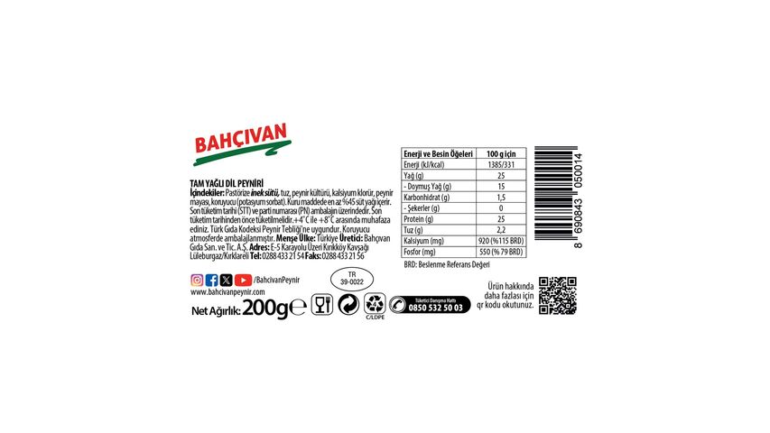Bahçıvan String Cheese 200 g