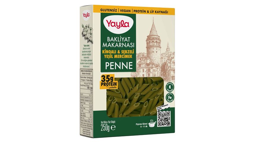 Yayla Green Lentil Penne with Quinoa & Vegetables 250 g