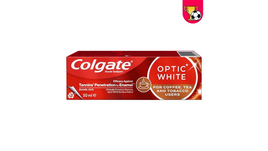 Colgate Optic White Kahve, Çay ve Tütün Kullanıcıları için Beyazlatıcı Diş Macunu 50 ml