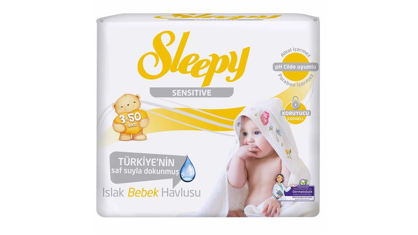 Sleepy Sensitive Wet Towel 3 x 50 Sheets