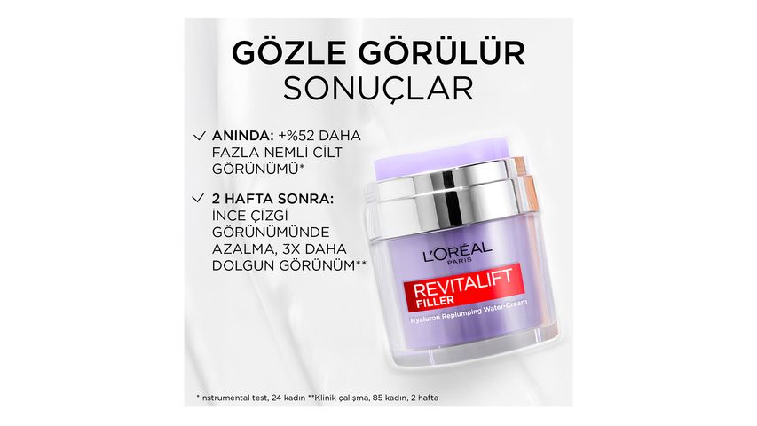 L'Oréal Paris Revitalift Filler Pressed Jar Dolgunlaştırıcı Su Bazlı Nemlendirici Yüz Kremi 50 ml