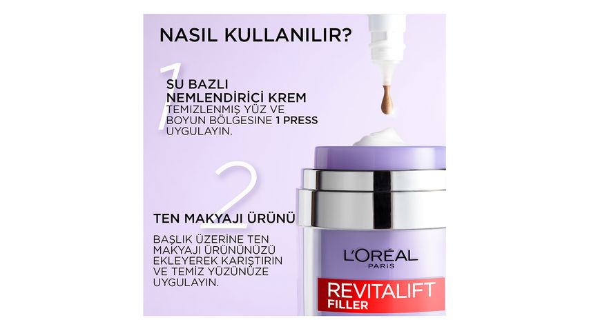 L'Oréal Paris Revitalift Filler Pressed Jar Dolgunlaştırıcı Su Bazlı Nemlendirici Yüz Kremi 50 ml