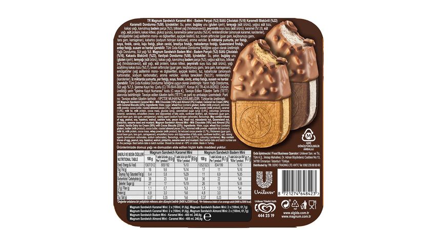 Magnum Sandwich Mini Karamel & Badem 400 ml