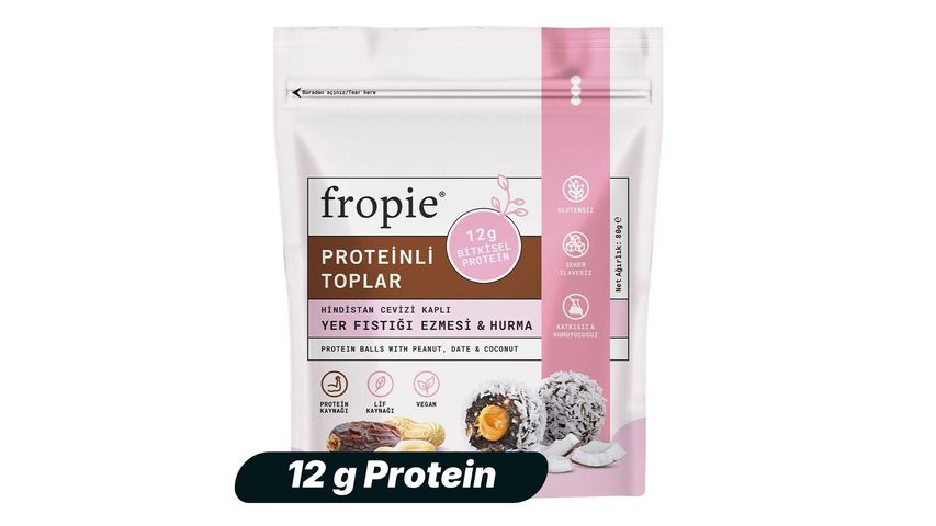 Fropie Hindistan Cevizi Kaplı Yer Fıstığı Ezmesi & Hurma Proteinli Toplar 80 g