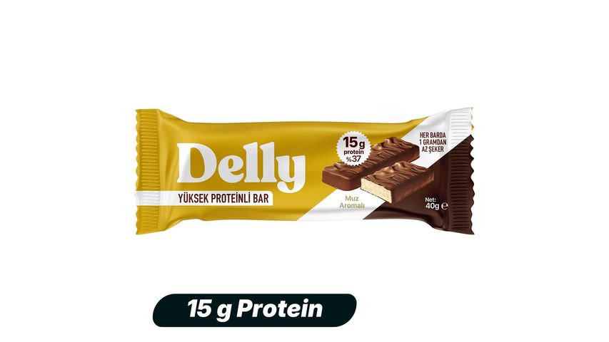Delly Muz Aromalı Çikolata Kaplı Yüksek Protein Bar 40 g