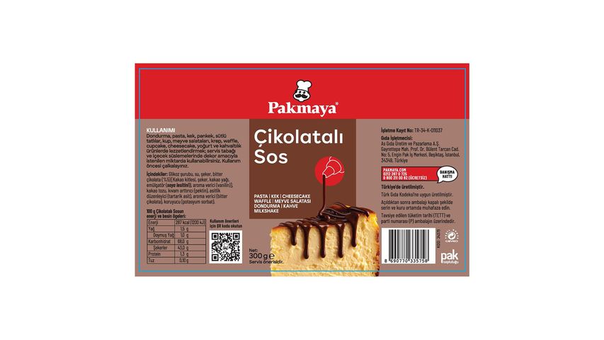Pakmaya Çikolatalı Sos 300 g