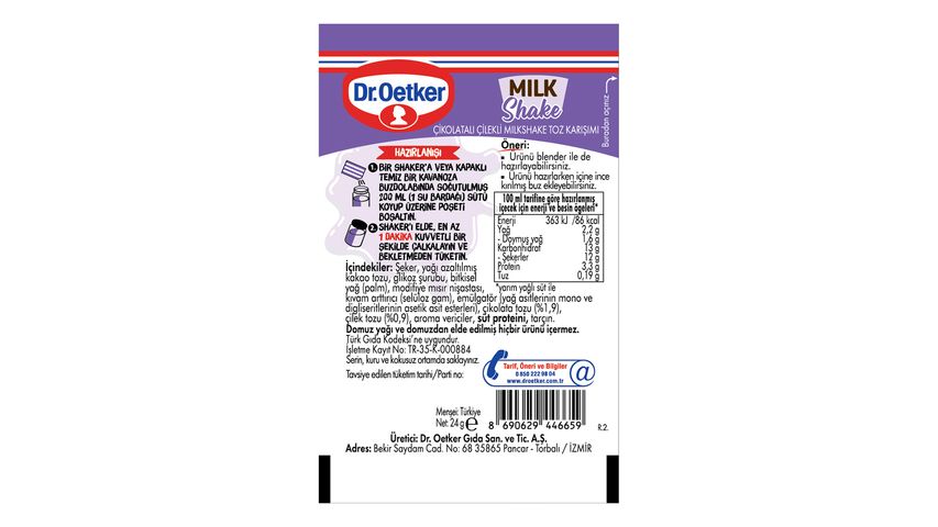 Dr. Oetker Çikolatalı & Çilekli Milkshake 24 g