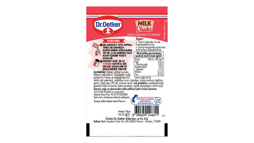 Dr. Oetker Çilekli Milkshake 22 g