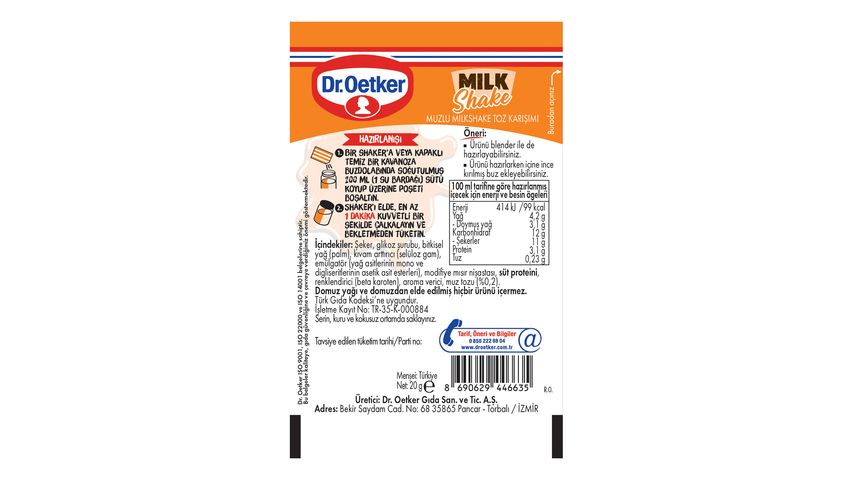 Dr. Oetker Muzlu Milkshake 20 g
