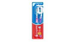 Colgate Extra Clean Medium Toothbrush with Tongue Cleaner that Extends to the Back Teeth 1+1