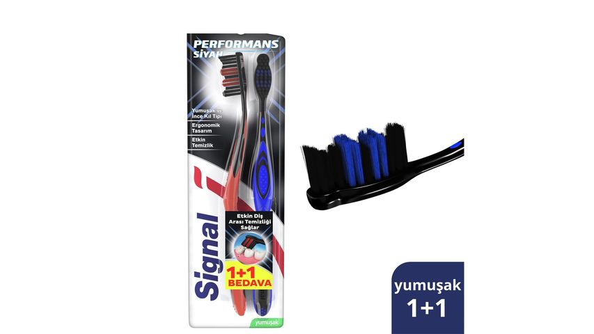 Signal Diş Fırçası Performance Black 2 Kat Yumuşak 1+1