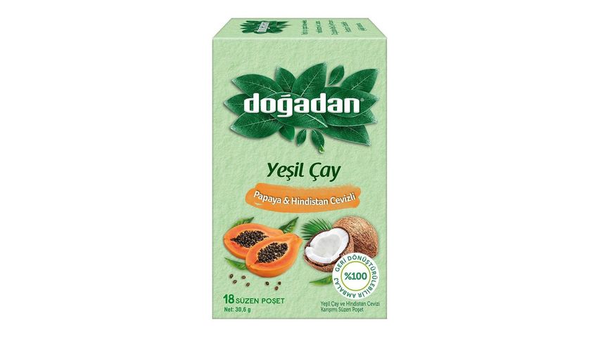 Doğadan Yeşil Çay Papaya & Hindistan Cevizli 18'li