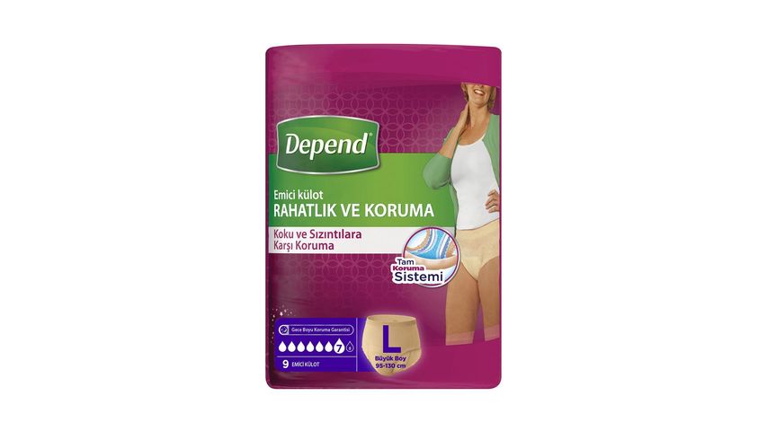Depend Emici Külot Büyük Boy Kadın 9'lu