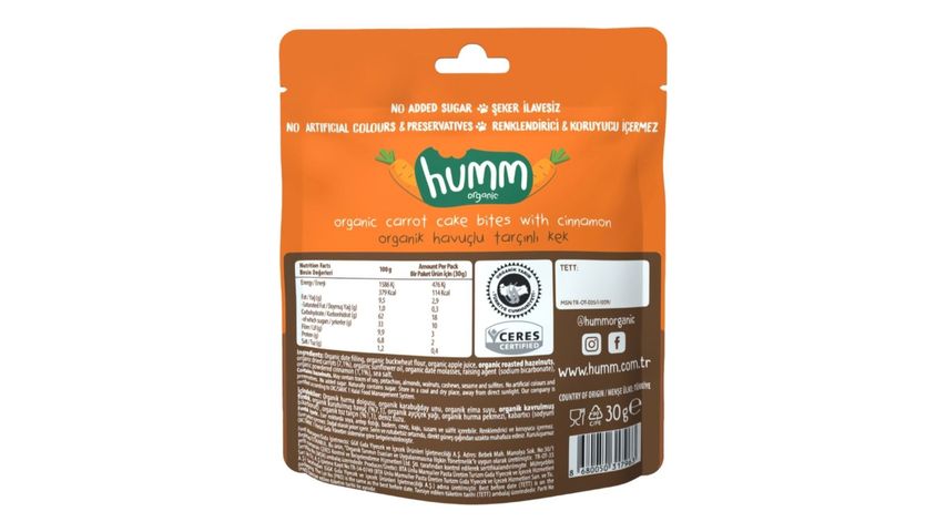 Humm Organic Havuçlu Tarçınlı Kek 30 g