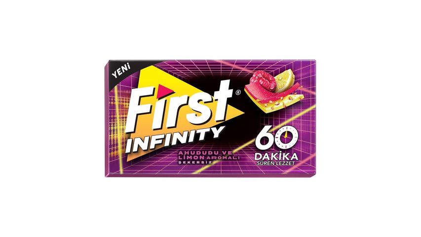 First 60 Dakika Ahududu ve Limon Aromalı Şekersiz Sakız 27 g