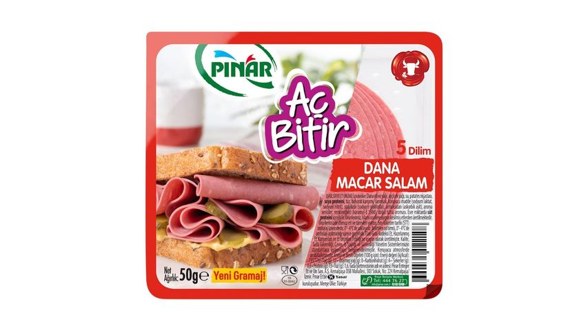 Pınar Open Finish Large Sliced ​​Hungarian Salami 50 g