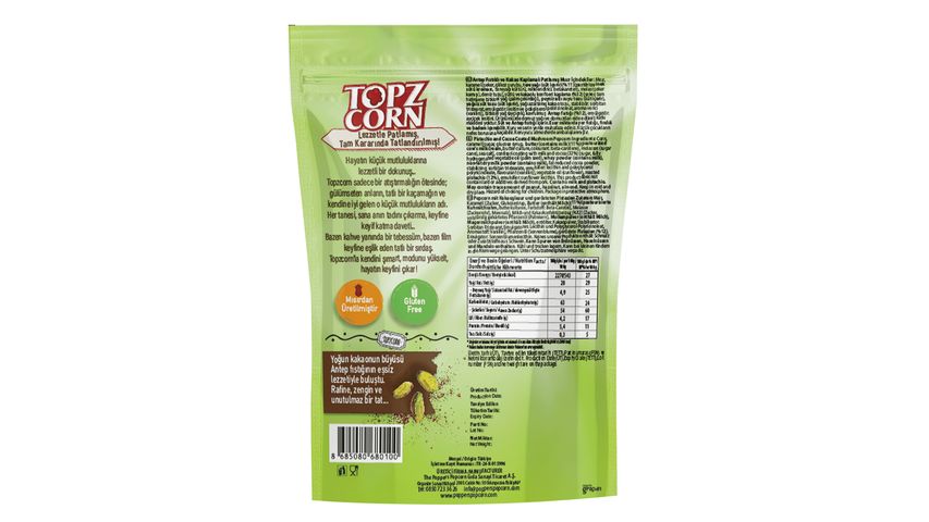 Topz Corn Pistachio & Cocoa-Coated Popcorn 80 g