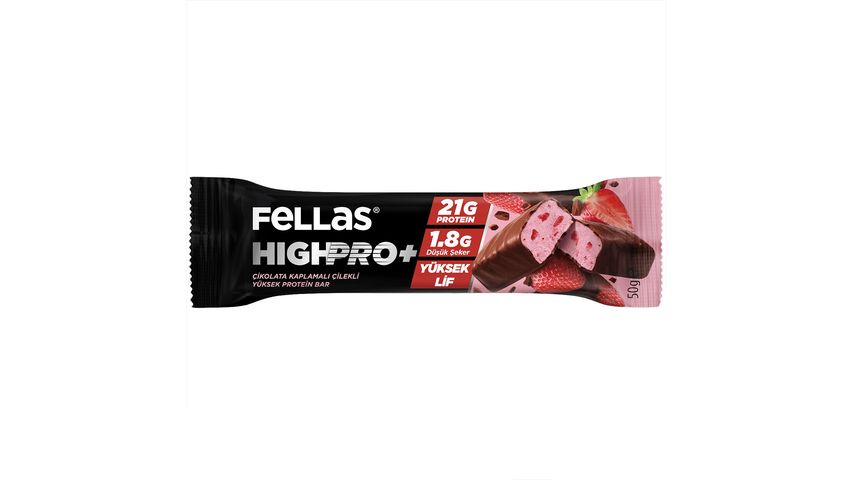 Fellas Chocolate-Coated HighPro+ Protein Bar – Strawberry Flavor, 50 g