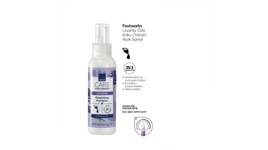 Avon Footworks Lavanta Özlü Koku Önleyici Ayak Spreyi 100 ml
