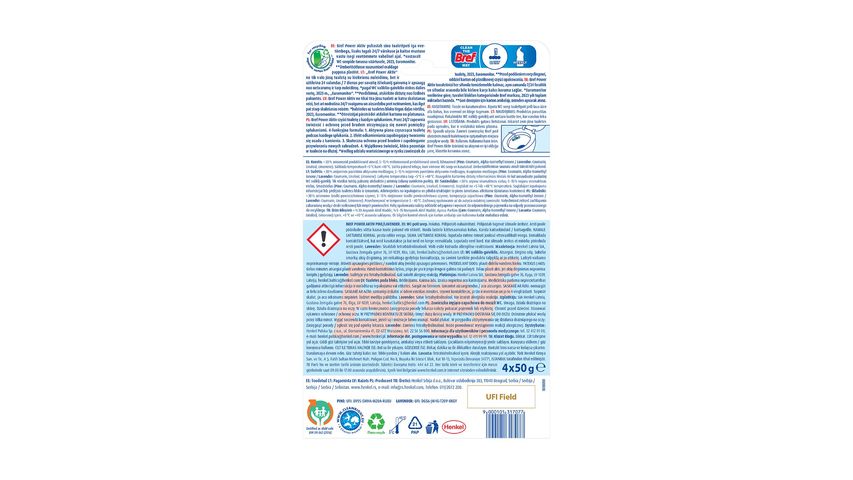 Bref Power Aktiv Klozet Blok 4'lü Çam ve Lavanta Kokulu Temizlik Ürünü Etkili Koku