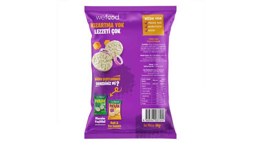 Wefood Peynir & Soğanlı Patlak Cips 60 g