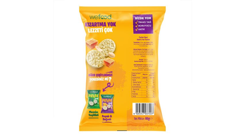 Wefood Ballı & Yer Fıstıklı Patlak Cips 60 g