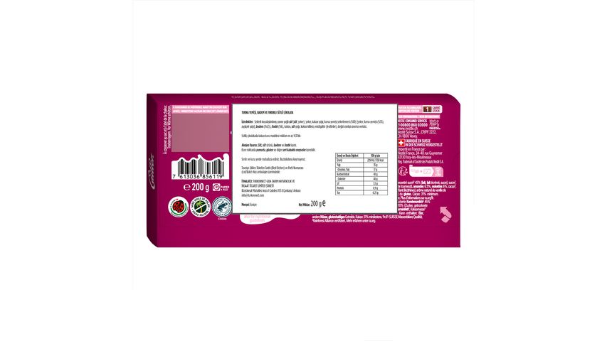 Cailler Milk Cranberries Almonds and Hazelnuts Tablet 200 g