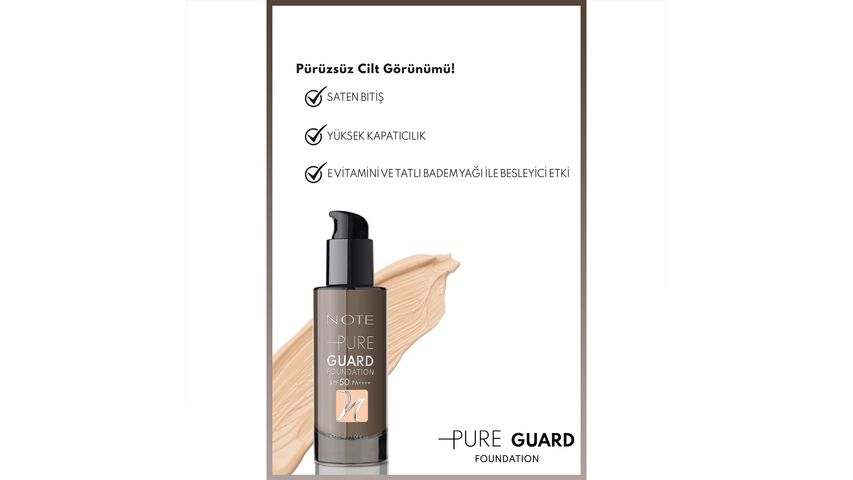 Note Pure Guard Foundation 100 Glowing Beige SPF 50 Full Coverage Satin Finish Foundation