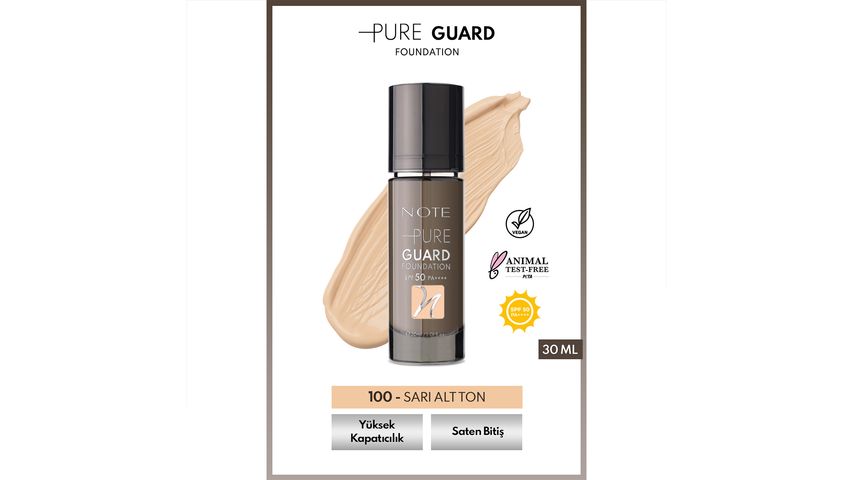 Note Pure Guard Foundation 100 Glowing Beige SPF 50 Full Coverage Satin Finish Foundation
