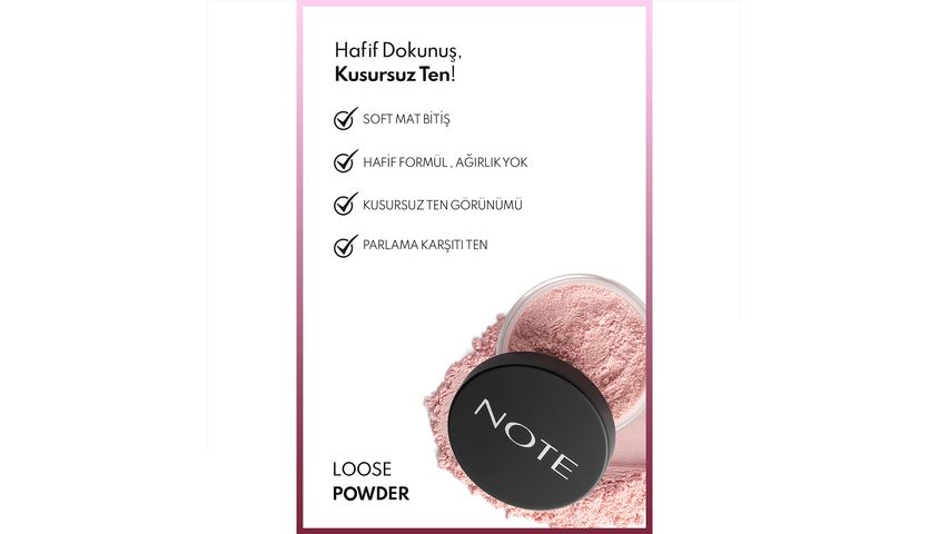 Note Loose Powder Makyaj Sabitleyici Matlaştırıcı Toz Pudra - 05 Pink