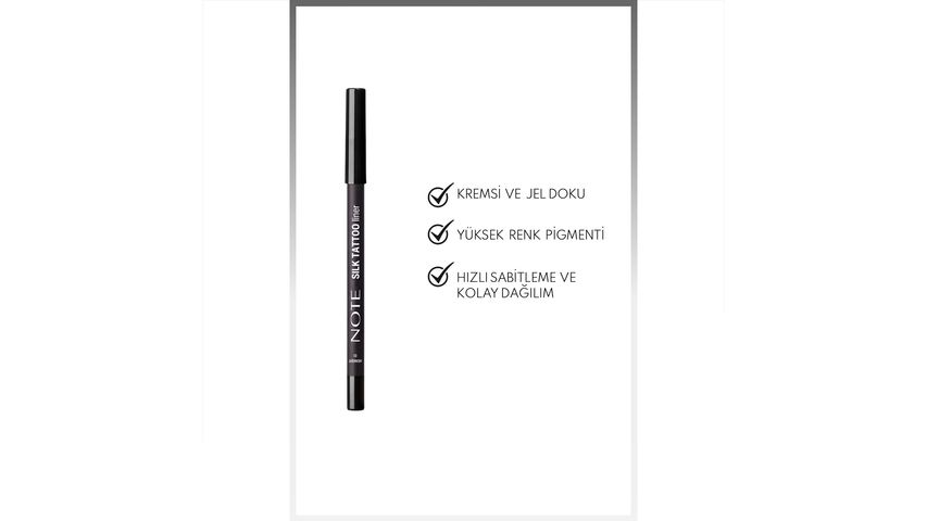 Note Silk Tattoo Liner 01 Midnight – Suya Dayanıklı İpeksi Jel Göz Kalemi (Siyah, Mat)