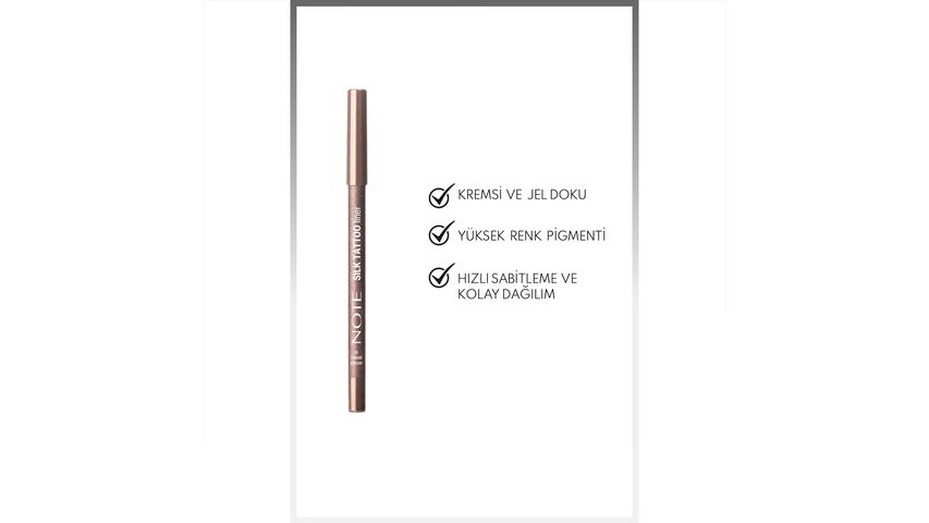 Note Silk Tattoo Liner 03 Antique Bronze – Suya Dayanıklı İpeksi Jel Göz Kalemi (Bronz, Işıltılı)