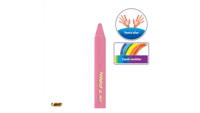 BIC Plastidecor Clean Hands Triangular Wax Crayons, 12 Colors